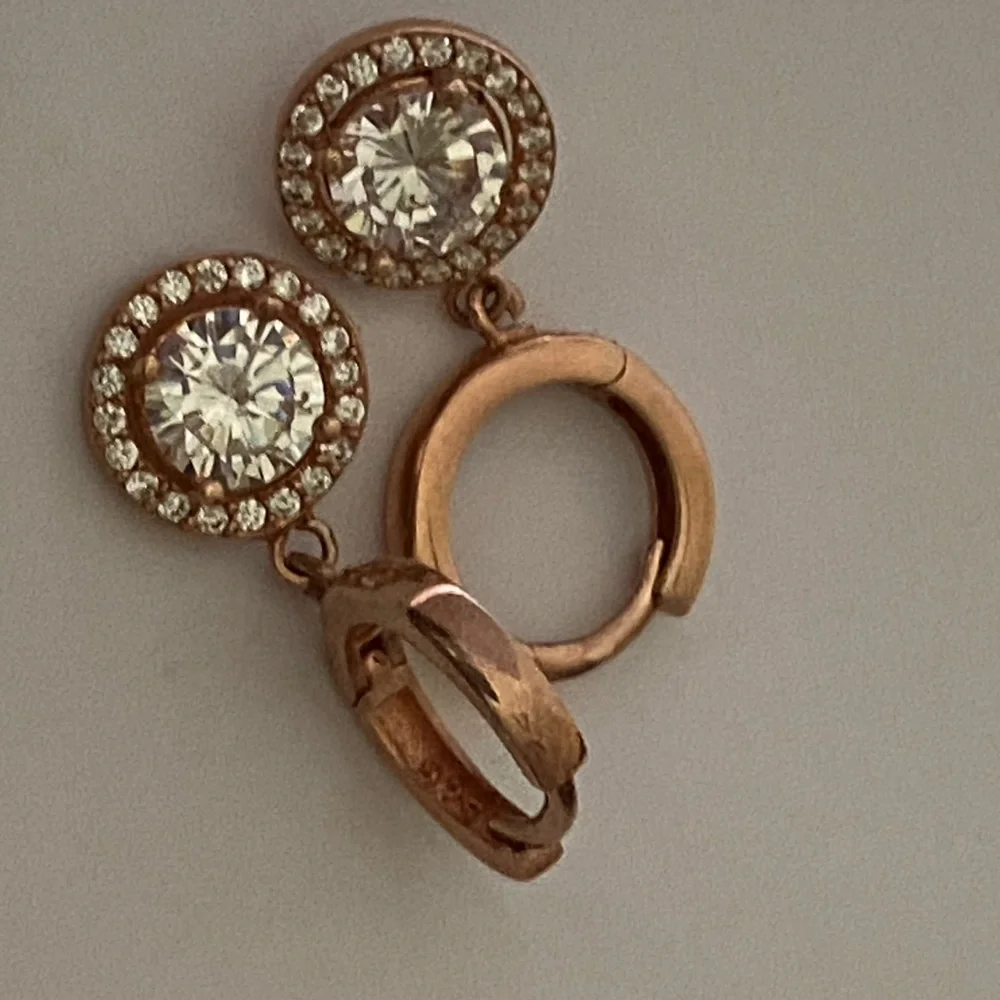 925 Silver round cz stones halo hoops earrings